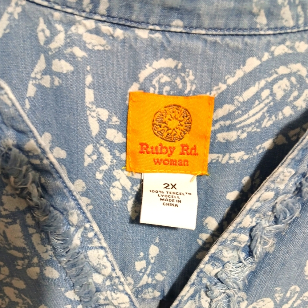 Ruby Rd. Blue Paisley Blouse - Picture 4 of 8